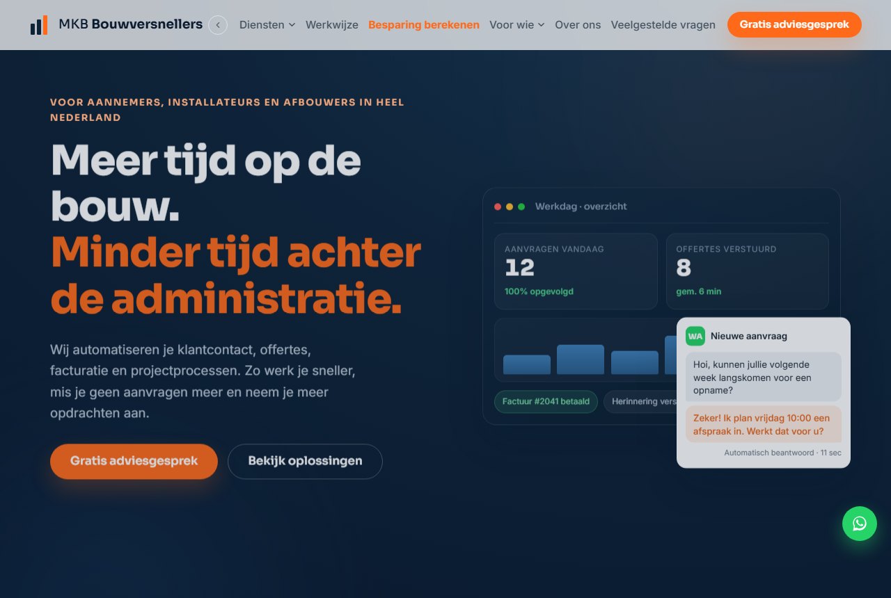 Voorbeeld van de MKB Bouwversnellers website