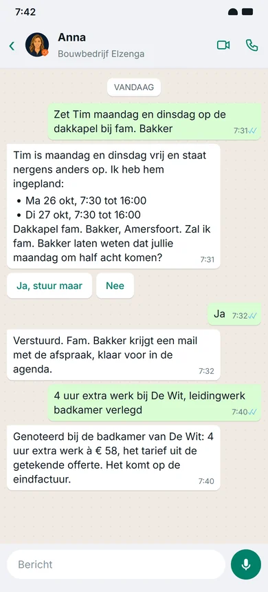 WhatsApp-gesprek met Anna